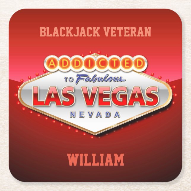 Addicted to Las Vegas, Nevada Funny Sign Square Paper Coaster (Front)