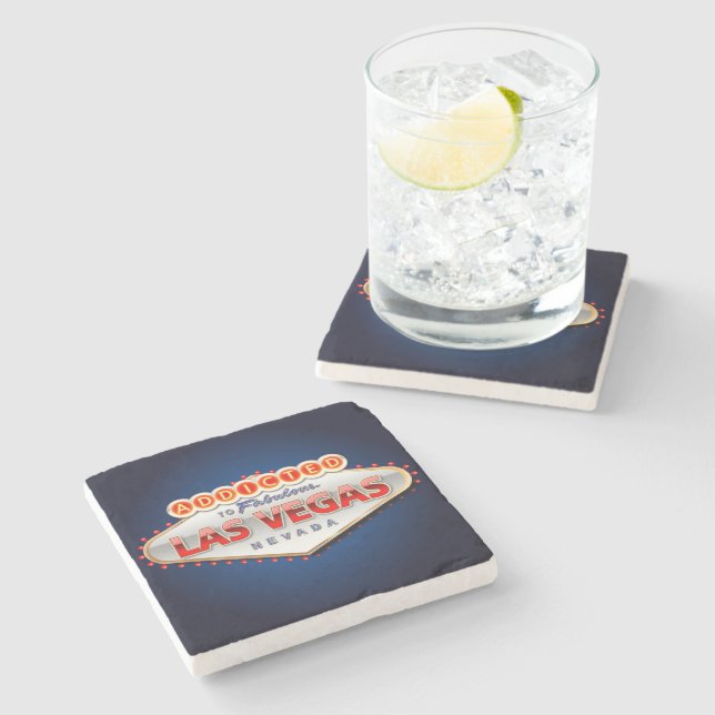 Addicted to Las Vegas, Nevada Funny Sign Stone Coaster (Side)