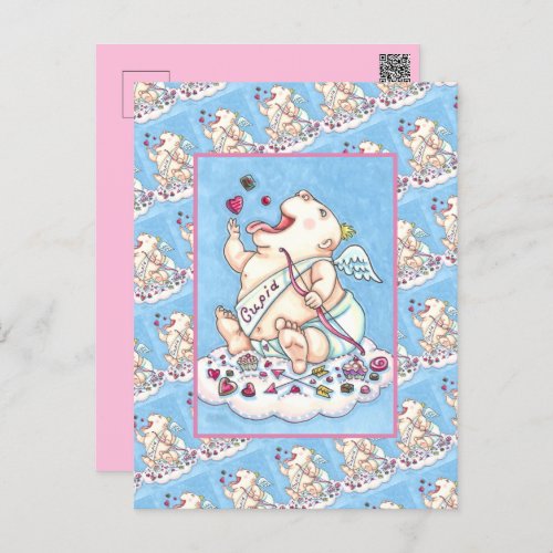 ADDICTED TO LOVE FUNNY BABY CUPID CHOCOLATE CANDY HOLIDAY POSTCARD
