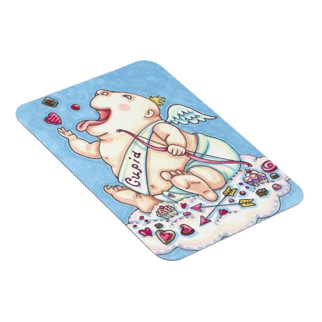 ADDICTED TO LOVE FUNNY BABY CUPID, CHOCOLATE CANDY MAGNET (Right Side)