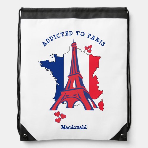 ADDICTED TO PARIS Eiffel Tower Drawstring Bag