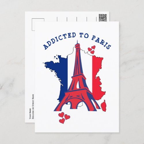 ADDICTED TO PARIS Eiffel Tower Postcard