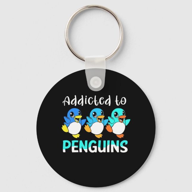 Addicted To Penguins Keychain (Front)