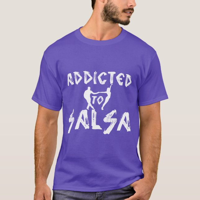 ADDICTED to SALSA tshirt with dancing couple (Front)