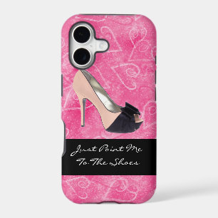 Addicted To Shoes Love Hearts Black Pink High-heel iPhone 17 Case