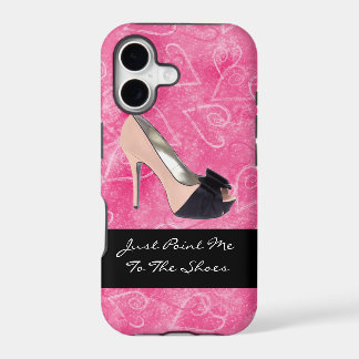 Addicted To Shoes Love Hearts Black Pink High-heel iPhone 17 Case