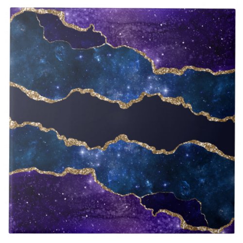 Addicted to the stars and the Galaxy purple blue Ceramic Tile