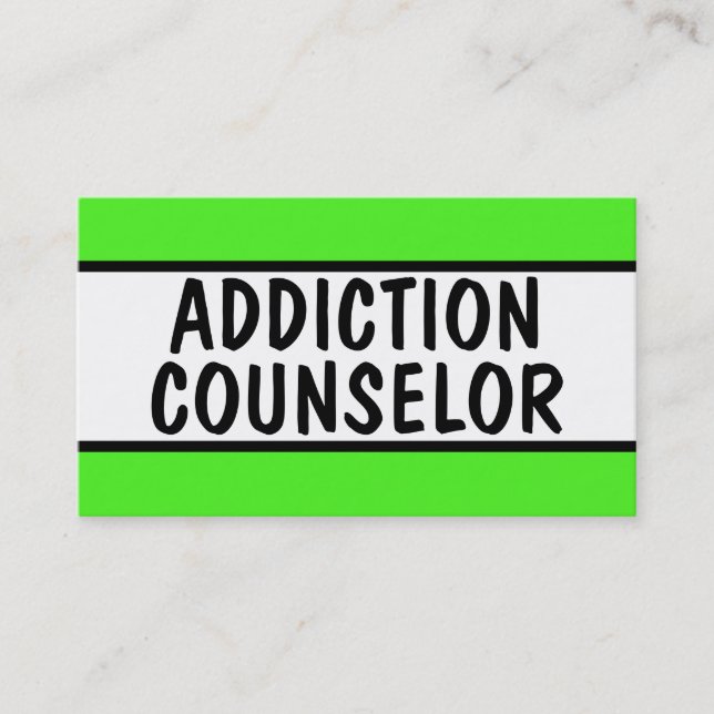 Addiction Counselor Neon Green Business Card (Front)