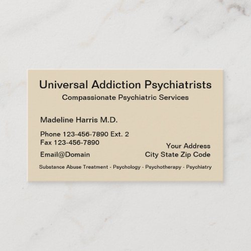 Addiction Psychiatrist Services Appointment Card