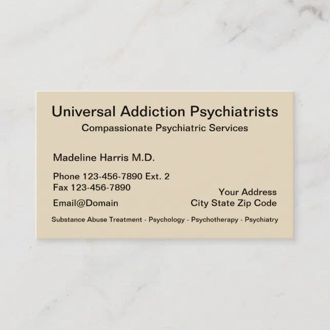 Addiction Psychiatrist Services Appointment Card Zazzle
