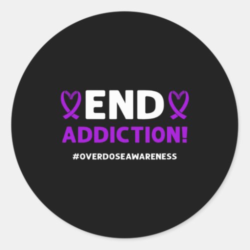 Addiction Purple Ribbon Overdose Awareness  Classic Round Sticker