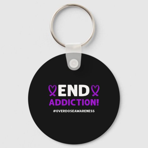 Addiction Purple Ribbon Overdose Awareness  Keychain