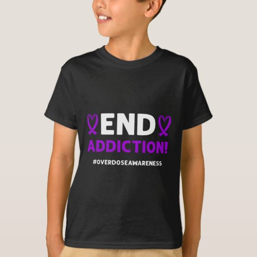 Addiction Purple Ribbon Overdose Awareness  T_Shirt