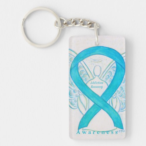 Addiction Recovery Angel Awareness Ribbon Keychain