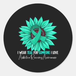 Addiction Recovery Awareness - Black, Small, Uni, Classic Round Sticker