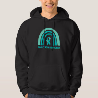 Addiction Recovery Awareness Floral Teal Ribbon Ra Hoodie