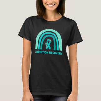 Addiction Recovery Awareness Floral Teal Ribbon Ra T-Shirt