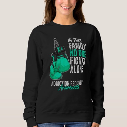 Addiction Recovery Awareness Month Gloves Teal Rib Sweatshirt