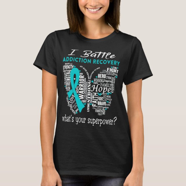 Addiction Recovery Awareness Month Ribbon Gifts T-Shirt (Front)