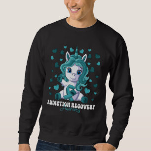 Addiction Recovery Awareness Month Teal Ribbon Uni Sweatshirt