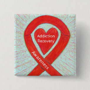 Addiction Recovery Awareness Ribbon Custom Pin