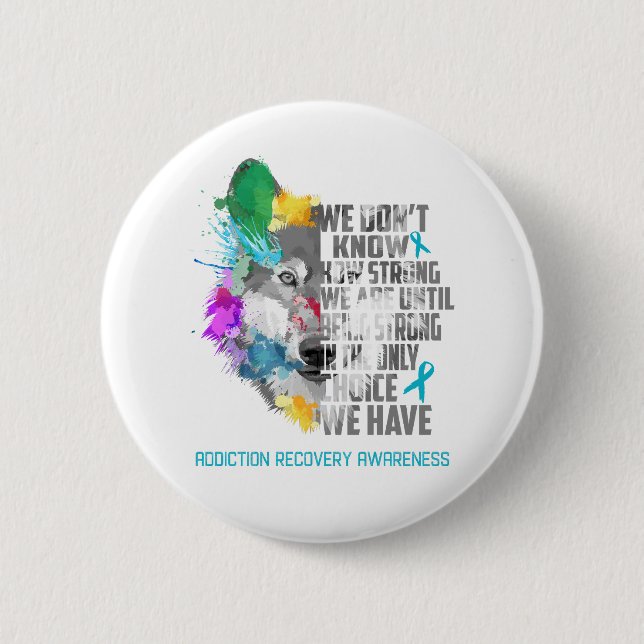 Addiction Recovery Awareness Ribbon Support Gifts Button (Front)