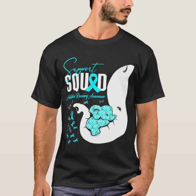 Addiction Recovery Awareness Support Squad Elephan T-Shirt (Front)