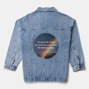 Addiction Recovery Inspirational Quote Rainbow Denim Jacket