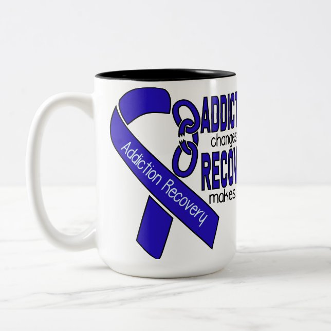 Addiction Recovery Sobriety  Two-Tone Coffee Mug (Left)