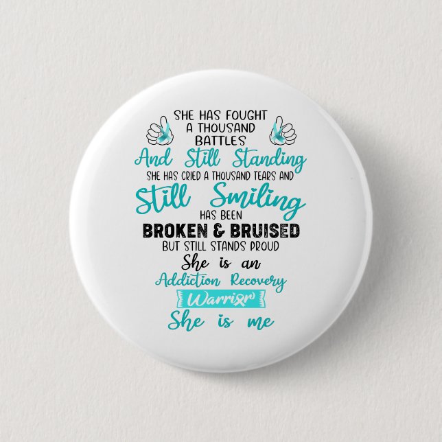 Addiction Recovery Syndrome Warrior Gifts Button (Front)