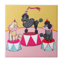 Addie's Circus Poodles Ceramic Tile Trivet