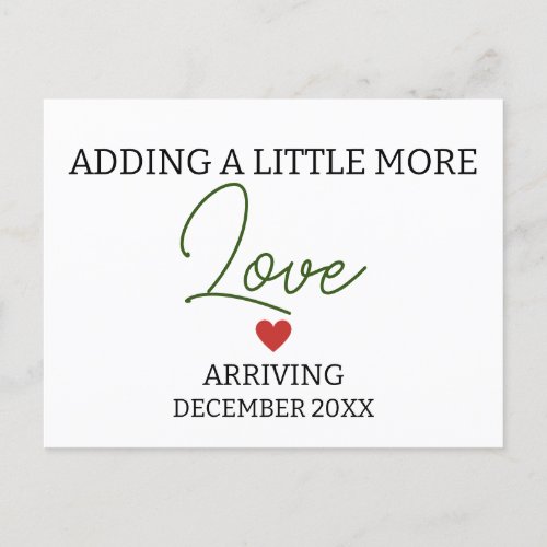 Adding a little more love gender neutral pregnancy postcard