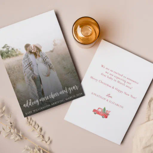 Adding More Cheer Next Year Pregnancy Holiday Card