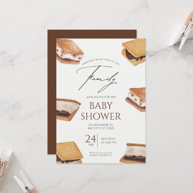 Adding s’more love to our family baby shower  invitation (Front/Back In Situ)