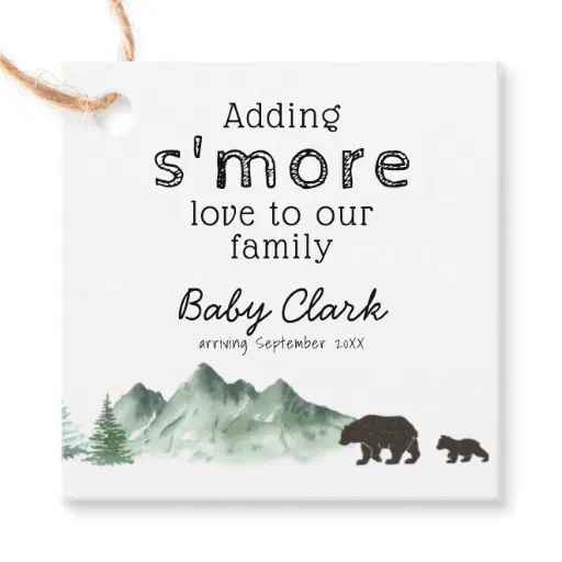 Adding S'more Love Baby Shower Bear Tag