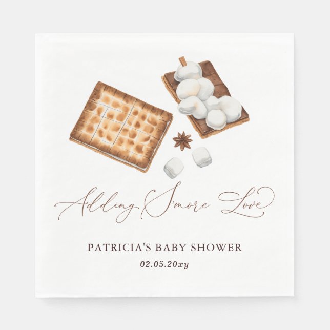Adding S'more Love Gender Neutral Baby Shower Napkins (Front)