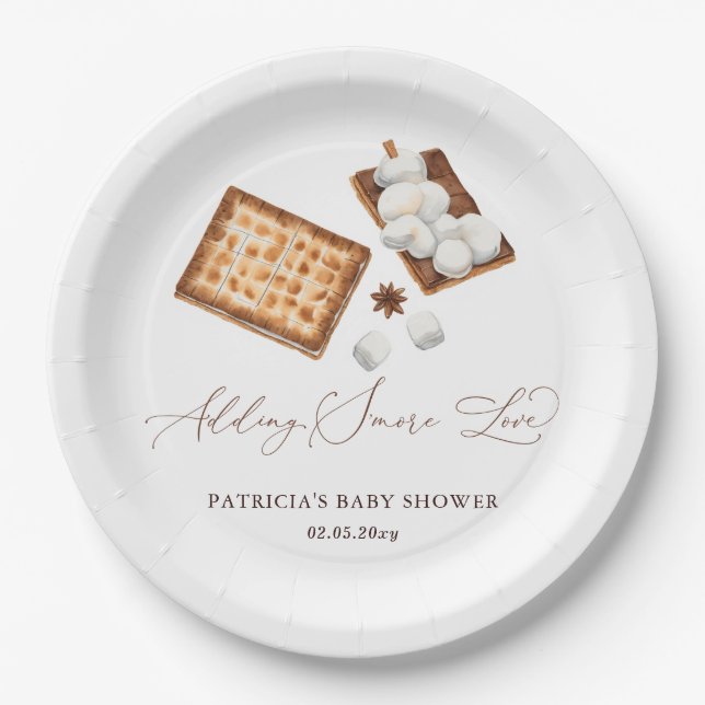 Adding S'more Love Gender Neutral Baby Shower Paper Plates (Front)