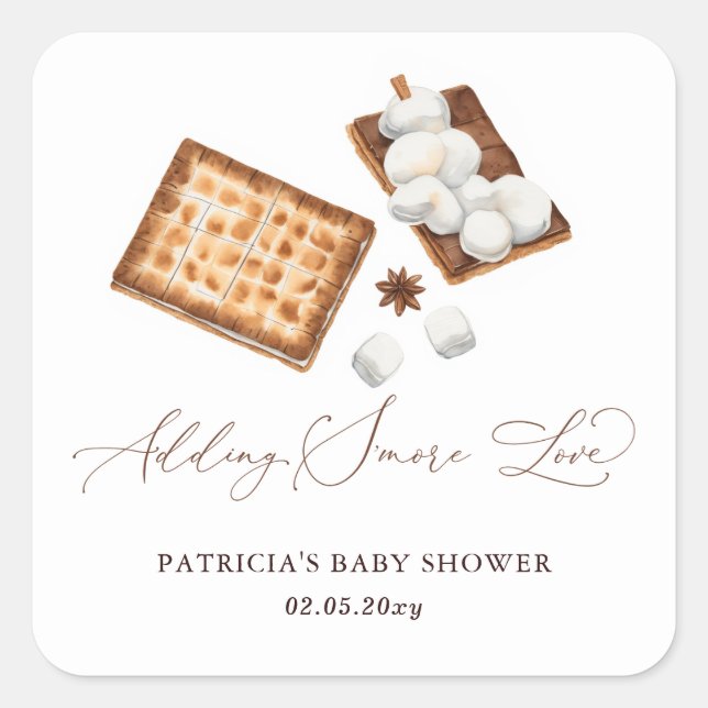 Adding S'more Love Gender Neutral Baby Shower Square Sticker (Front)
