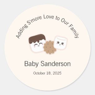 Adding S'more Love Invitation, Baby Shower Classic Round Sticker