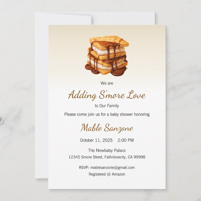 Adding S'more Love Invitation, Baby Shower Invitation (Front)