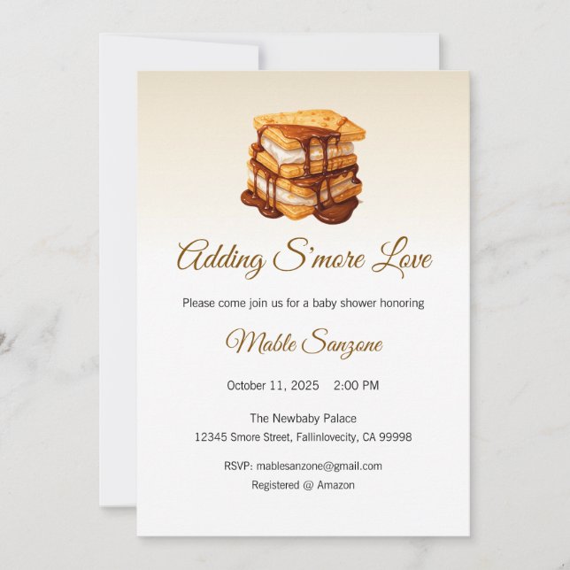 Adding S'more Love Invitation, Baby Shower Invitation (Front)