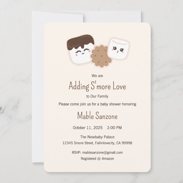Adding S'more Love Invitation, Baby Shower Invitation (Front)