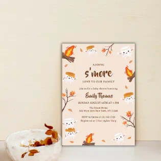 Adding S'more Love Rustic Camping Baby Shower Invitation