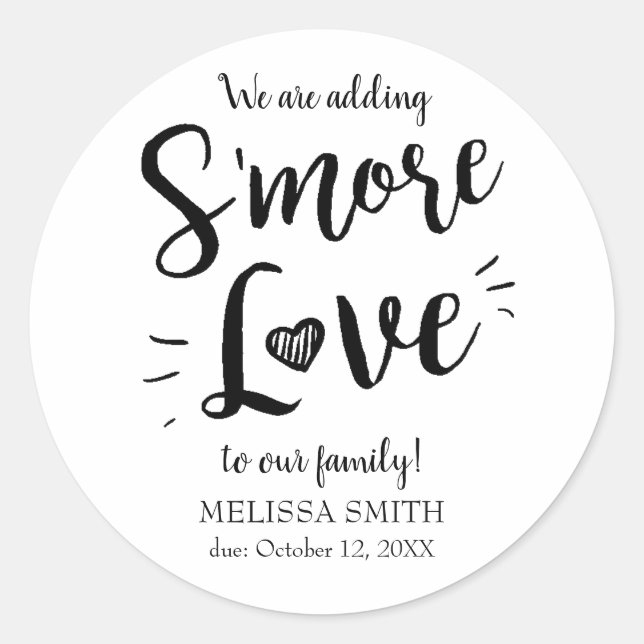 Adding Smore Love S'mores Baby Shower Classic Round Sticker (Front)