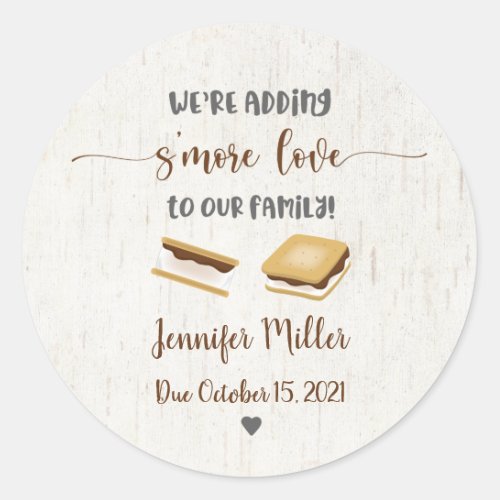 Adding Smore Love Smores Baby Shower Favor Classic Round Sticker