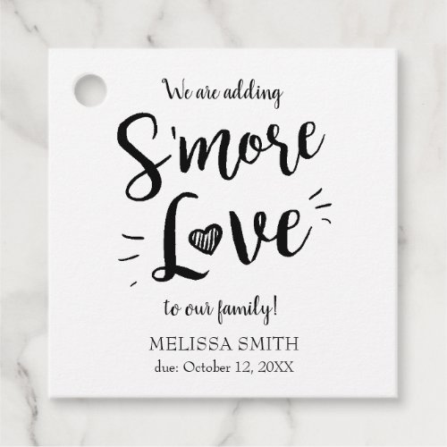 Adding Smore Love to Our Family Baby Shower Black Favor Tags