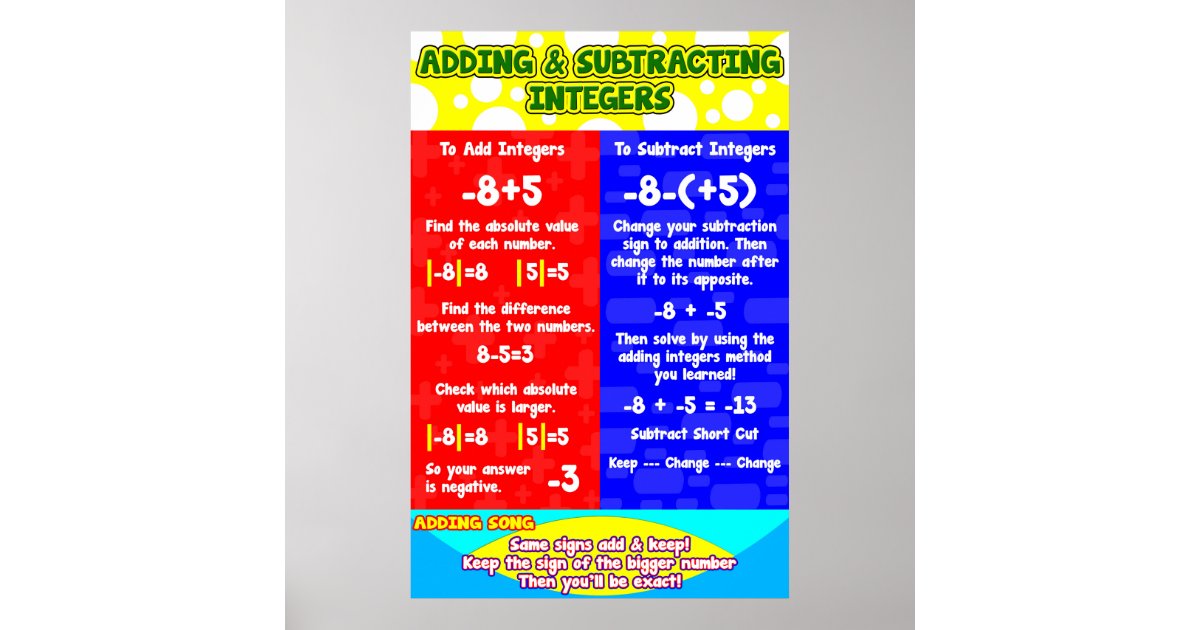 adding and subtracting integers song