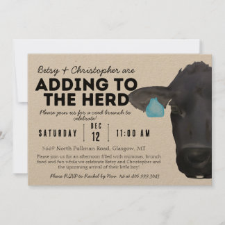 Adding to the Herd!  Cow Ranch Farm Baby Shower Invitation