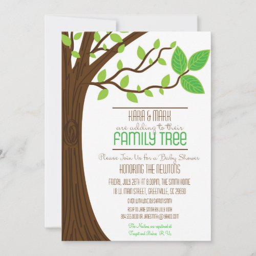 Adding to their Family Tree Baby Shower Invitation