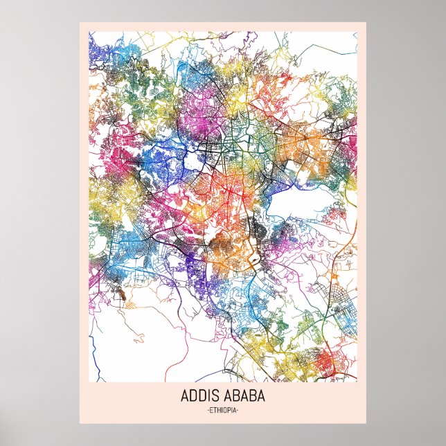 Addis Ababa Ethiopia City Map Poster (Front)